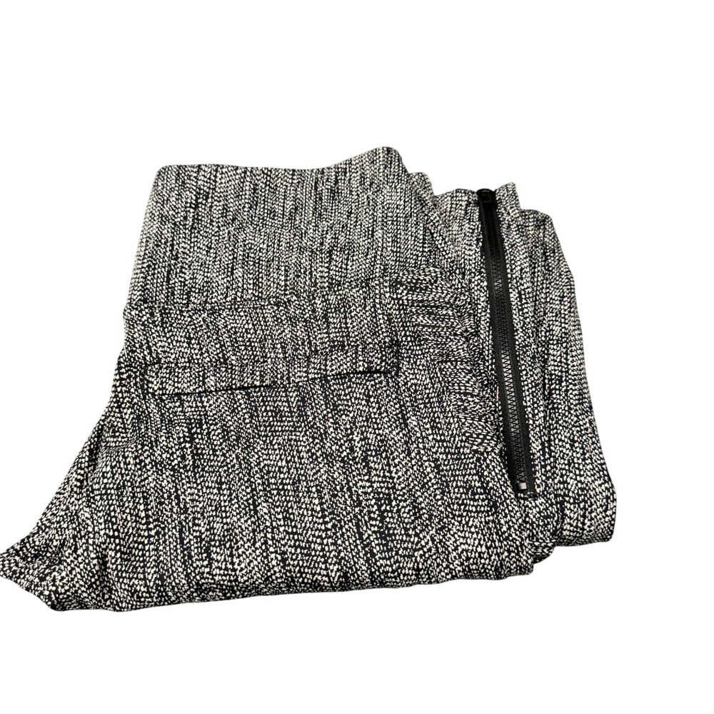 Athleta Leggings Womens M Delancey Textured Moto Tight Black White Ankle Zip